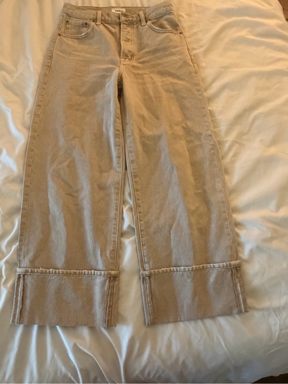 pistola Wide-Leg Jeans in Light Tan